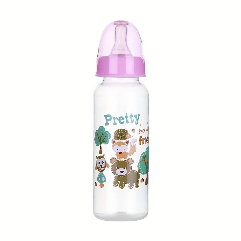 1PC Cute Animal Themed Baby Bottle Set with Food Grade Silicone Nipple Standard Caliber Anti-Drop Natural Touch for Infants