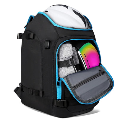 50L Ski Boot Bag with Rubberized Exterior/Waterproof Bottom for Skis, Snowboard, Ski Helmet, Accessories