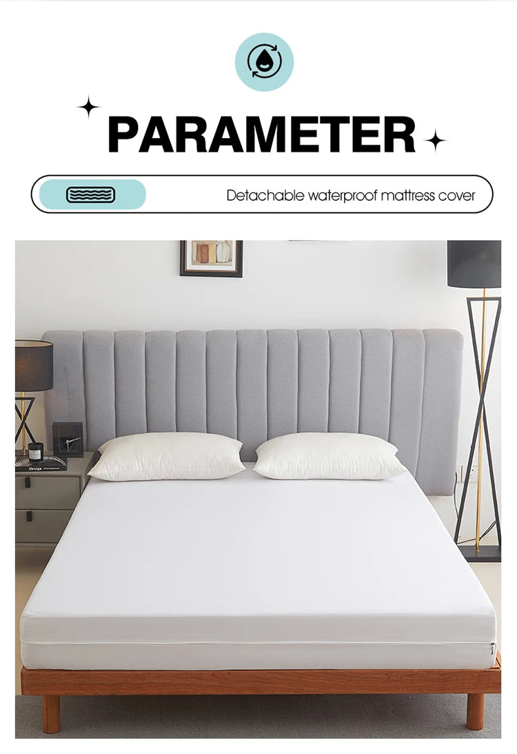 Waterproof Mattress Protector with Zipper Soft & Breathable & Noiseless Antibacterial, Anti-mite Mattress Cover , Queen/King