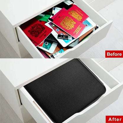Fireproof Document Box, Hard Case File Box with Fireproof Zipper＆Lock, Heat Insulated Fire and Water Resistant File Organizer Storage Safe for Important Documents Laptop Cash