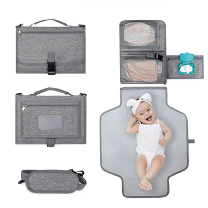 3 in 1 Diaper Changing Pad Portable Baby Changing Pad with Pockets Waterproof Travel Diaper Changing Hand Folding Diaper Bag