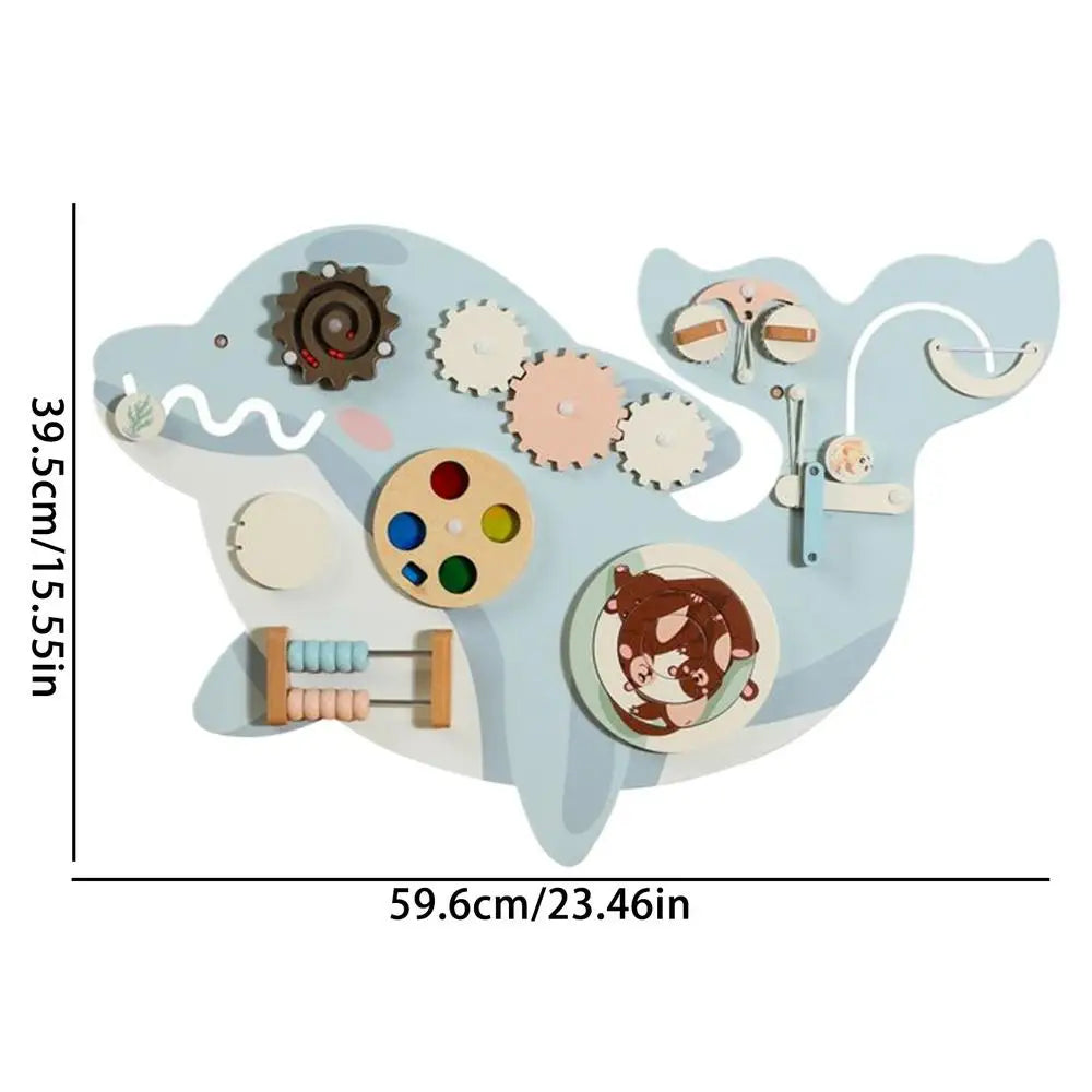 11-in-1 Kids Wall Busy Panels Wooden Sensory Board Montessori Sensory Learning Activity Center for Children Playroom Toys