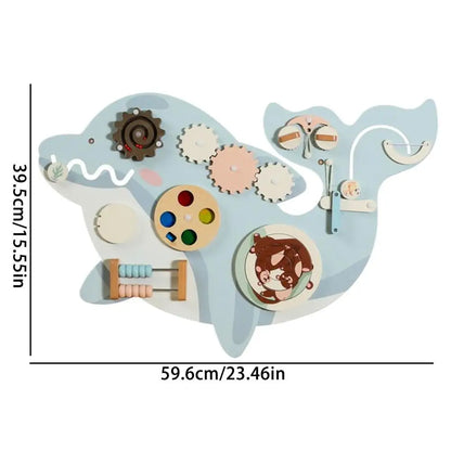 11-in-1 Kids Wall Busy Panels Wooden Sensory Board Montessori Sensory Learning Activity Center for Children Playroom Toys