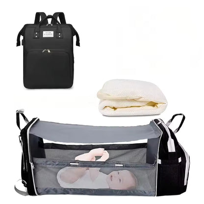 Diaper Bag Backpack  Foldable Baby Bed Waterproof Travel Bag with USB Charge Diaper Bag Backpack with Changing Bed 3 types
