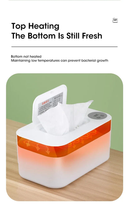 Baby Wipe Warmer Heater with LED Display Wet Towel Dispenser Portable USB Charge Baby Wipe Warmer Napkin Heating Box Home/Car Use