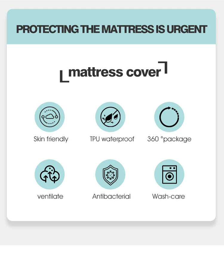 Waterproof Mattress Protector with Zipper Soft & Breathable & Noiseless Antibacterial, Anti-mite Mattress Cover , Queen/King