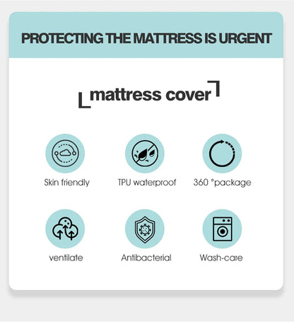 Waterproof Mattress Protector with Zipper Soft & Breathable & Noiseless Antibacterial, Anti-mite Mattress Cover , Queen/King