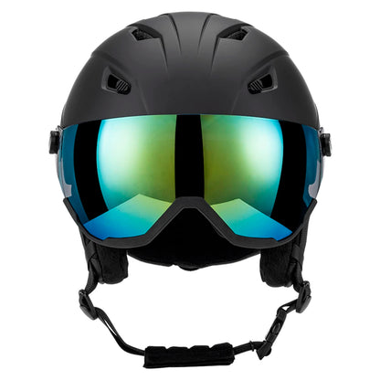Snowboard Helmet with Ski Goggles, Ski Helmet and 2-in-1 Visor Detachable Goggles Set, Protective EPS Foam