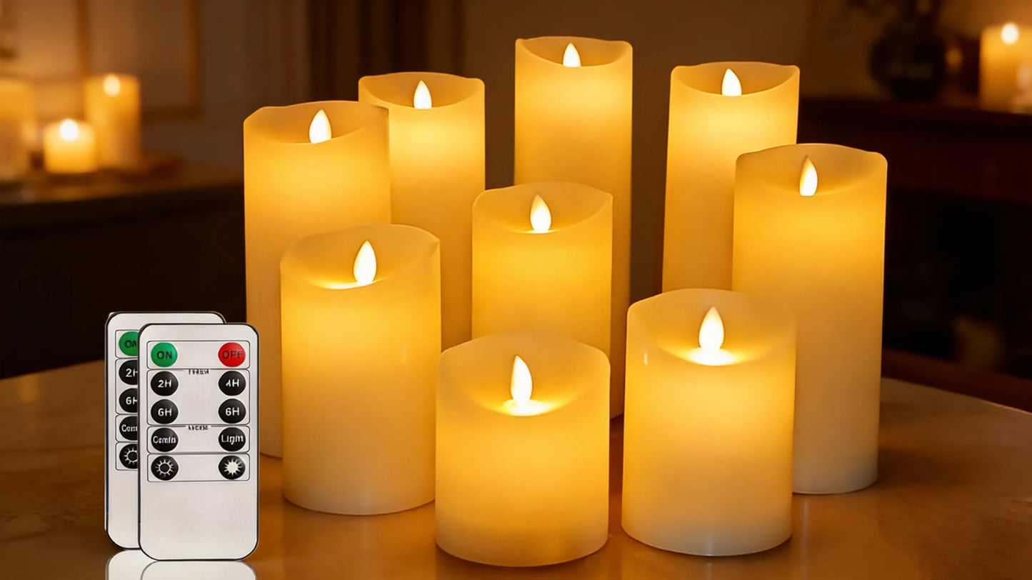 10-240pcs Battery Operated Flickering LED Pillar Candles with Remote and Timers Fake Flameless Candle for Wedding/Holiday Decor