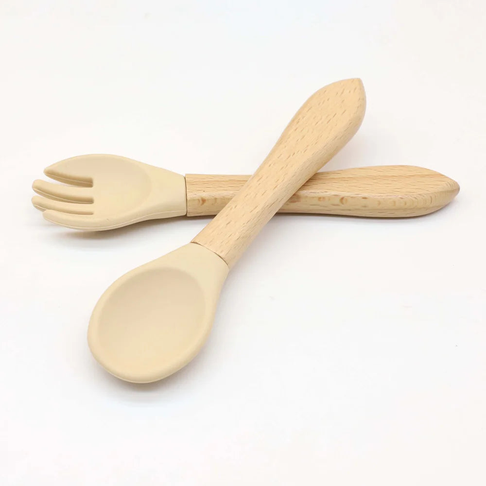 6pcs food grade silicone tableware set, bibs, bowls, plates, water cups, spoons, forks, baby utensils