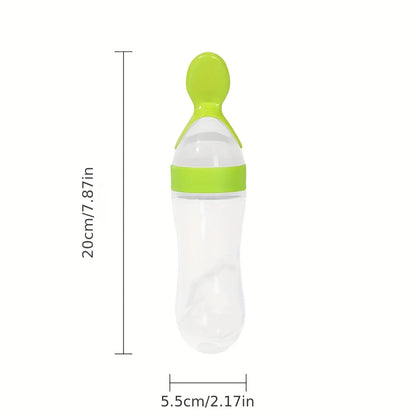 90ml/3oz Baby Silicone Spoon Feeder,Rice Paste Silicone Bottle,Squeeze Food Feeder for Infant-Perfect for Outside and Home