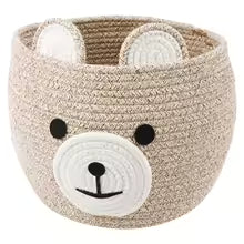 Storage Basket for Nursery – Large 29cmx29cm Cotton Rope Bin with Soft Felt Animal Patch – Toy Organizer, Baby Laundry Hamper, Diaper & Towel Holder – Foldable, Washable & Baby-Safe
