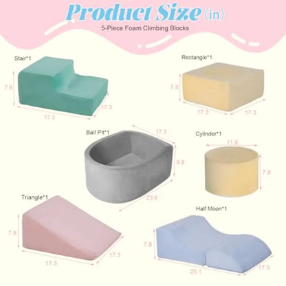 Climbing Toys for Toddlers 1-3 Foam Climb Blocks for Baby6-Piece Baby Climbing Crawling Toys Soft Foam Blocks Activity