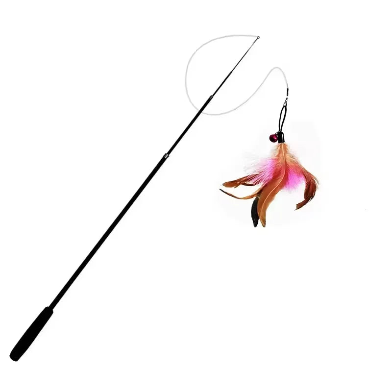 Cat Play Long Extendable Pole Cat Toy with Artificial Feathers Pet Supplies for Cats Pet Toy