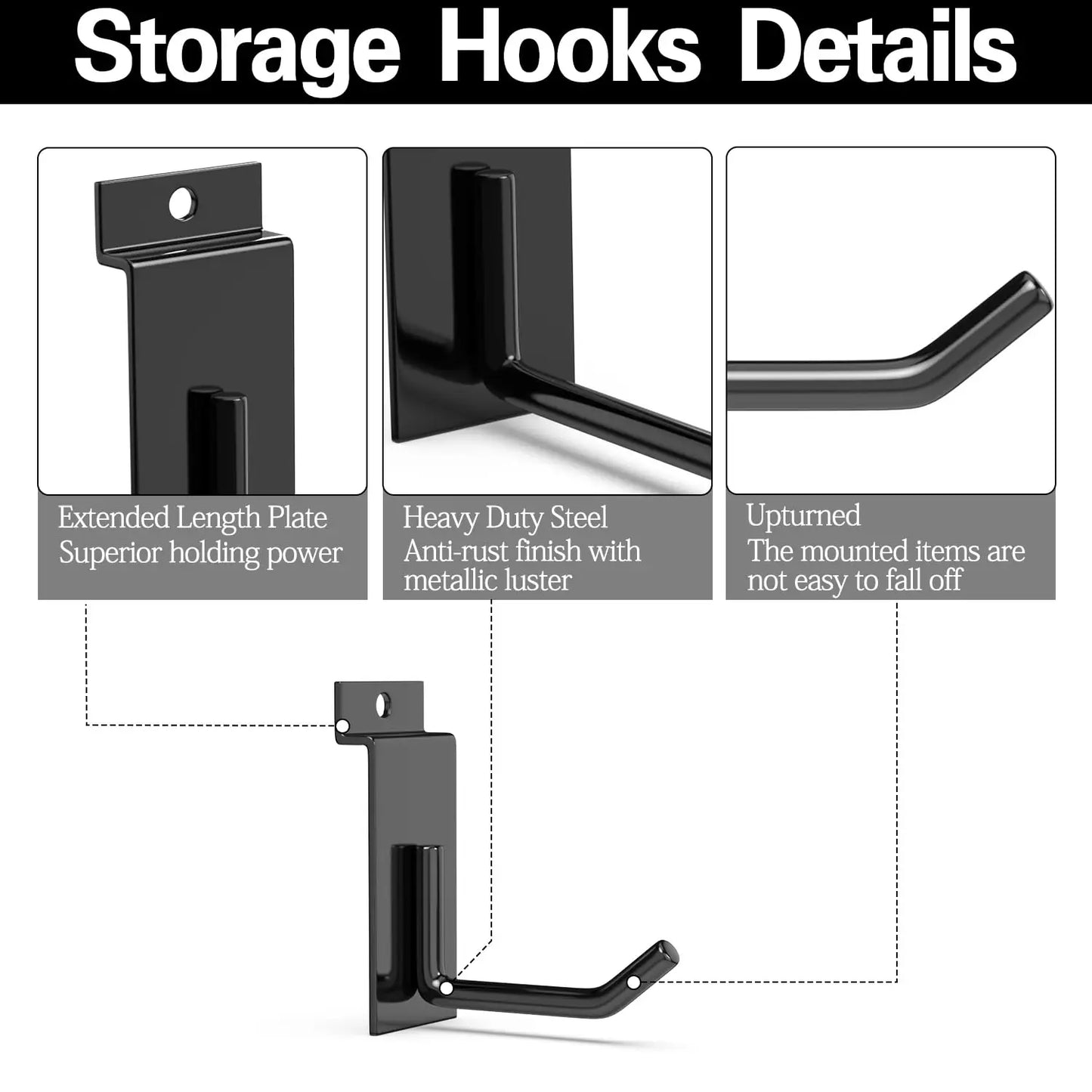 18 Pcs Garage Hooks Heavy Duty - Garage Storage and Organization Ladder Hooks with Non Slip PVC Coating for Hanging Bike，Ladder，Garden Tools，Hose