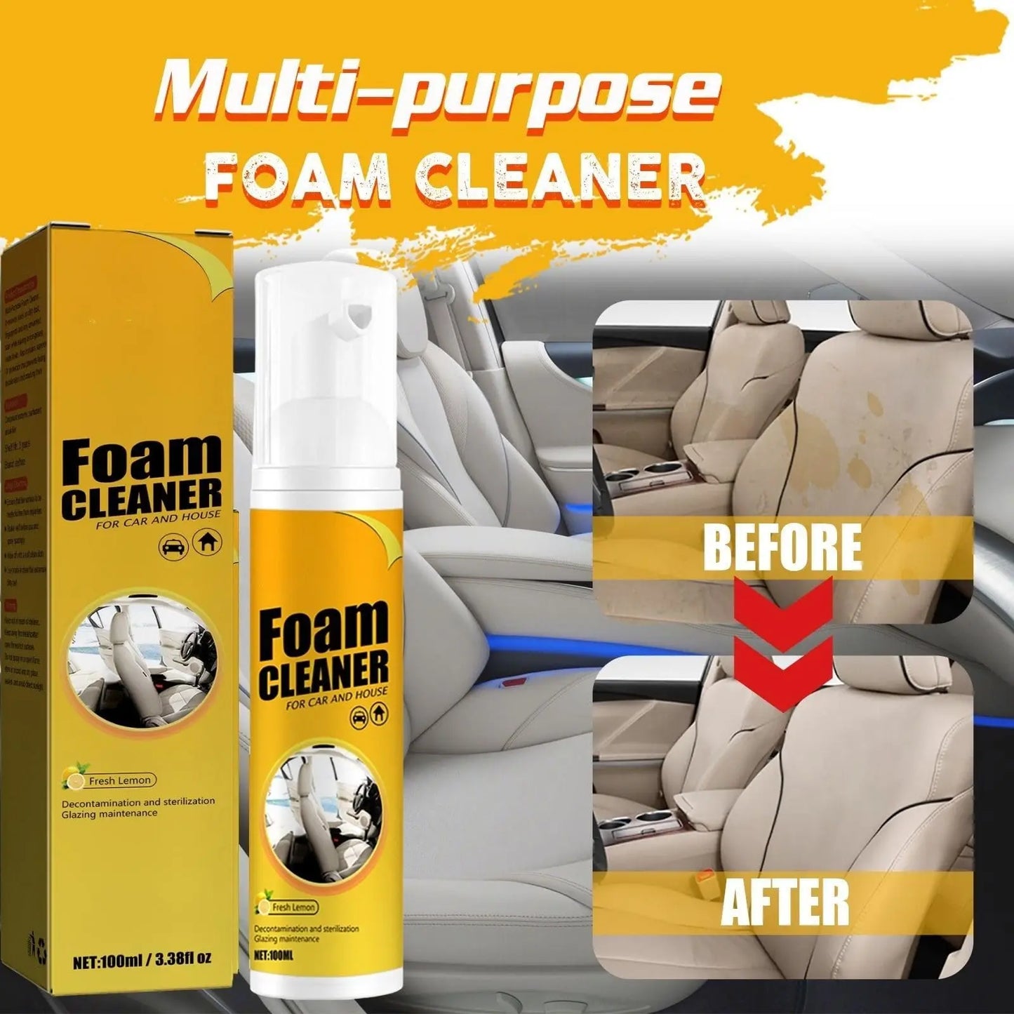 100/150/250ML Multi-Purpose Foam Cleaner Spray Leather Cleaning Auto Home Surfaces Foam Cleaners for Car Wash Maintenance