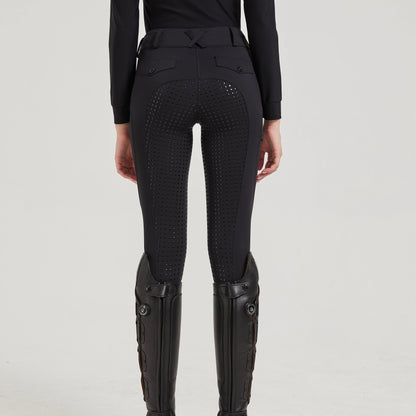 Professional equestrian pants full silicone quick-dry elastic tight equestrian sports pants anti-slip riding pants thick wear-re