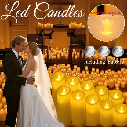 10-240pcs Battery Operated Flickering LED Pillar Candles with Remote and Timers Fake Flameless Candle for Wedding/Holiday Decor