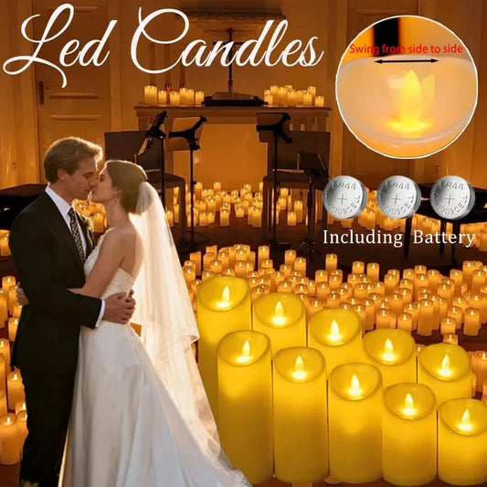 10-240pcs Battery Operated Flickering LED Pillar Candles with Remote and Timers Fake Flameless Candle for Wedding/Holiday Decor