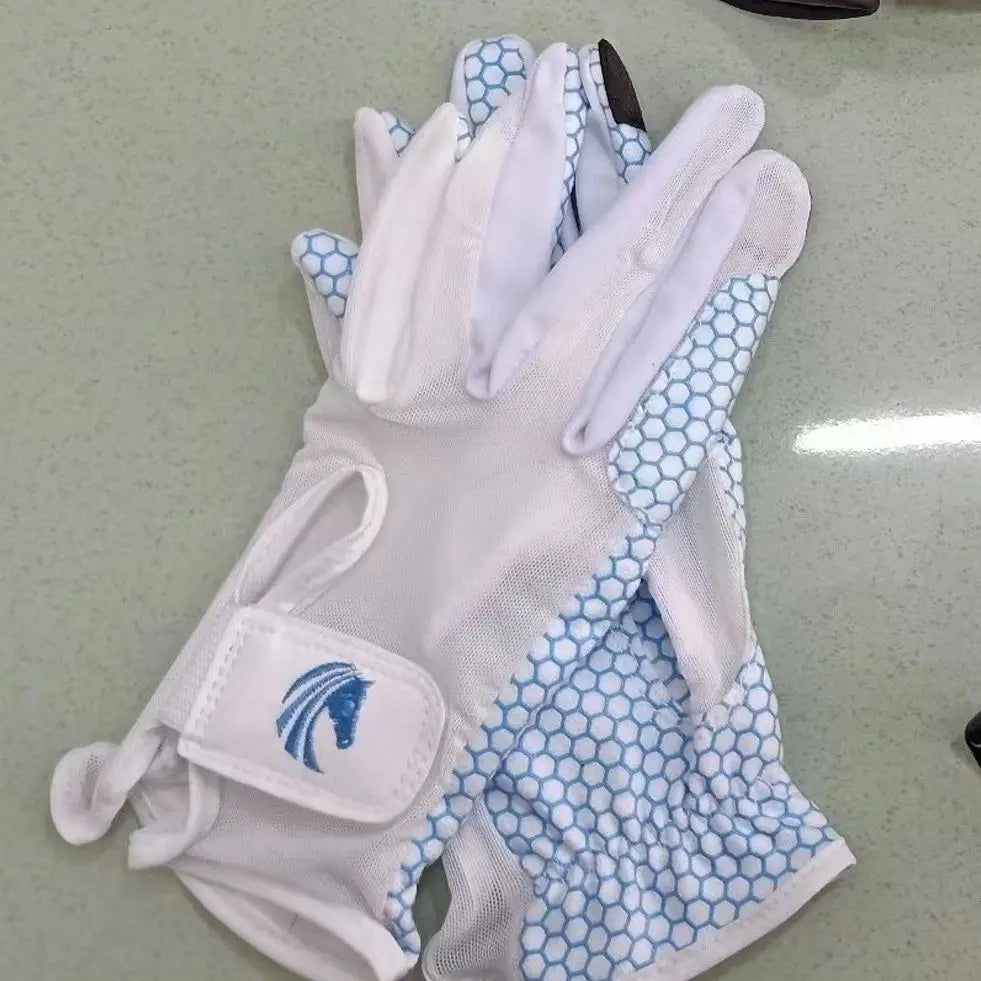 Summer Breathable Horse Riding Gloves lightweight Cozy Mesh Back Full Plam Silicone Grip Equestrian Gloves for Horseback Cycling