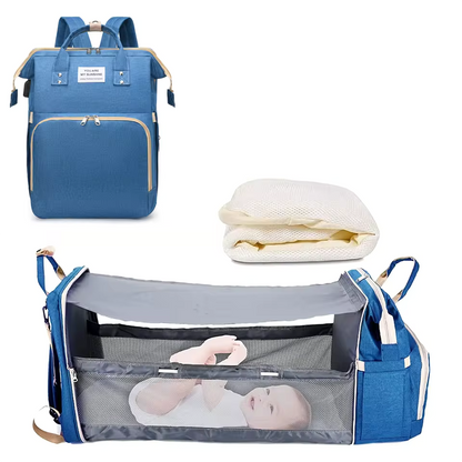 Diaper Bag Backpack  Foldable Baby Bed Waterproof Travel Bag with USB Charge Diaper Bag Backpack with Changing Bed 3 types