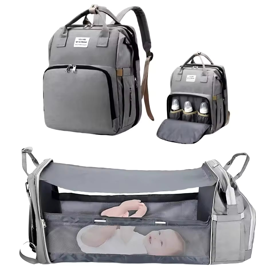 Diaper Bag Backpack  Foldable Baby Bed Waterproof Travel Bag with USB Charge Diaper Bag Backpack with Changing Bed 3 types