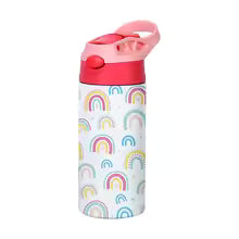 Kids Insulated Water Bottle with Straw Lid & Handle Stainless Steel Metal Tumbler Leak Proof Double Wall Vacuum Kids Cup Toddler Water Bottle for School Boys Girls