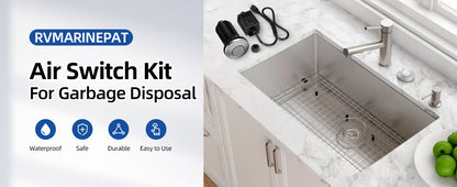 Garbage Disposal Air Switch Kit - Professional Garbage Disposal Button Kit Air Switch Garbage Disposal Brushed Stainless Steel Long Button Sink Top Switch with 16 AWG