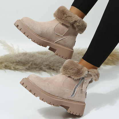 Bottes courtes en daim fourrure intégrée
