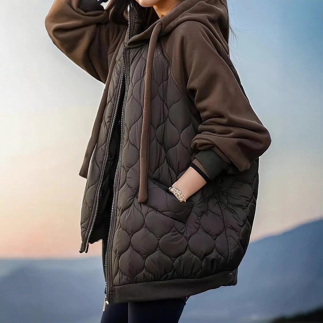 Veste Longue Femme – Style Urbain à Capuche & Coupe Ample