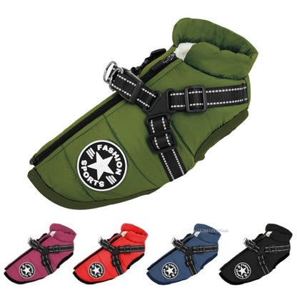 Dog Coat, XXXL Dog Jacket with Harness Built in, Waterproof Pet Winter Coat Snowsuit with Zip, Reflective Fleece Jacket for Extra Large Dogs, Great Dane