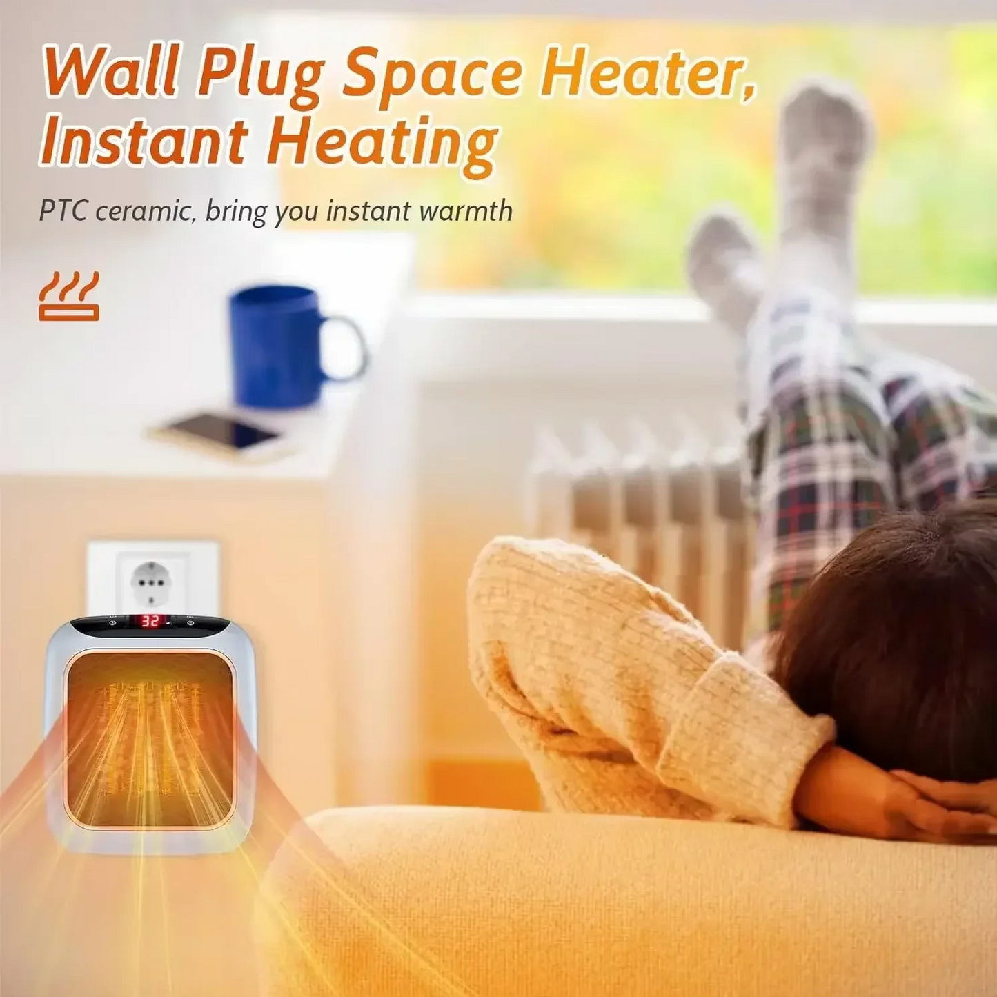 800W Mini Electric Heater Wall Mounted Hot Air Blower With Remote Control Houshold Heating Fan For Bedroom Bathroom