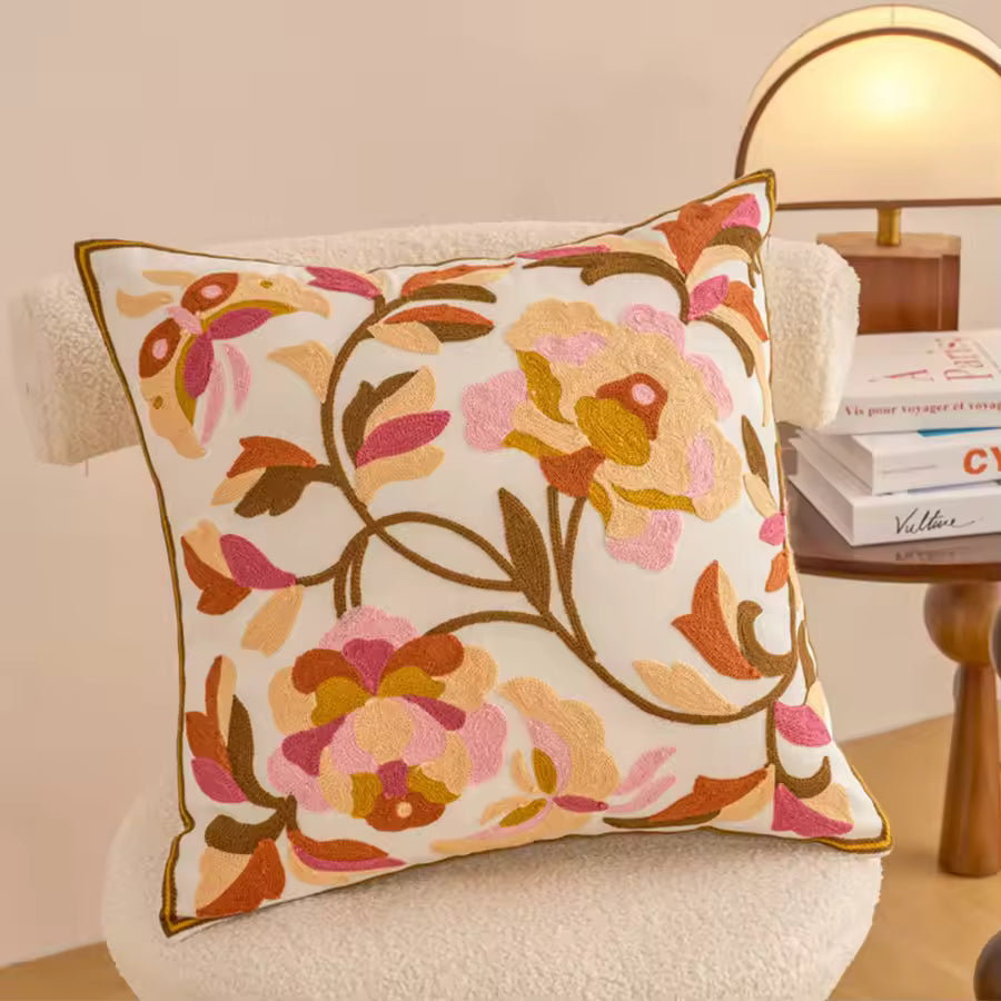 Floral Print Throw Pillow Covers 45x45cm Set of 2 Neutral Modern Farmhouse Pillowcase Accent Decorative Cushion Covers Boho Home Decor for Couch Sofa Chair Bed Living Room