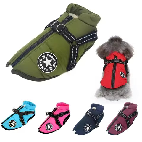 Dog Coat, XXXL Dog Jacket with Harness Built in, Waterproof Pet Winter Coat Snowsuit with Zip, Reflective Fleece Jacket for Extra Large Dogs, Great Dane