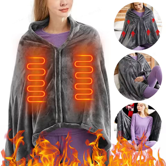 Electric Heated Blanket Throw 150''x80'' USB Electric Heated Blanket 3 Heating Levels Fleece Heated Blanket Portable Body Warmer Blanket for Household and Office