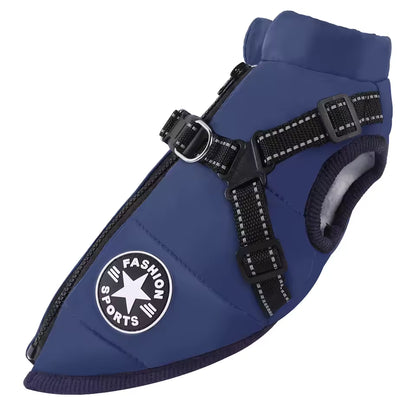 Dog Coat, XXXL Dog Jacket with Harness Built in, Waterproof Pet Winter Coat Snowsuit with Zip, Reflective Fleece Jacket for Extra Large Dogs, Great Dane