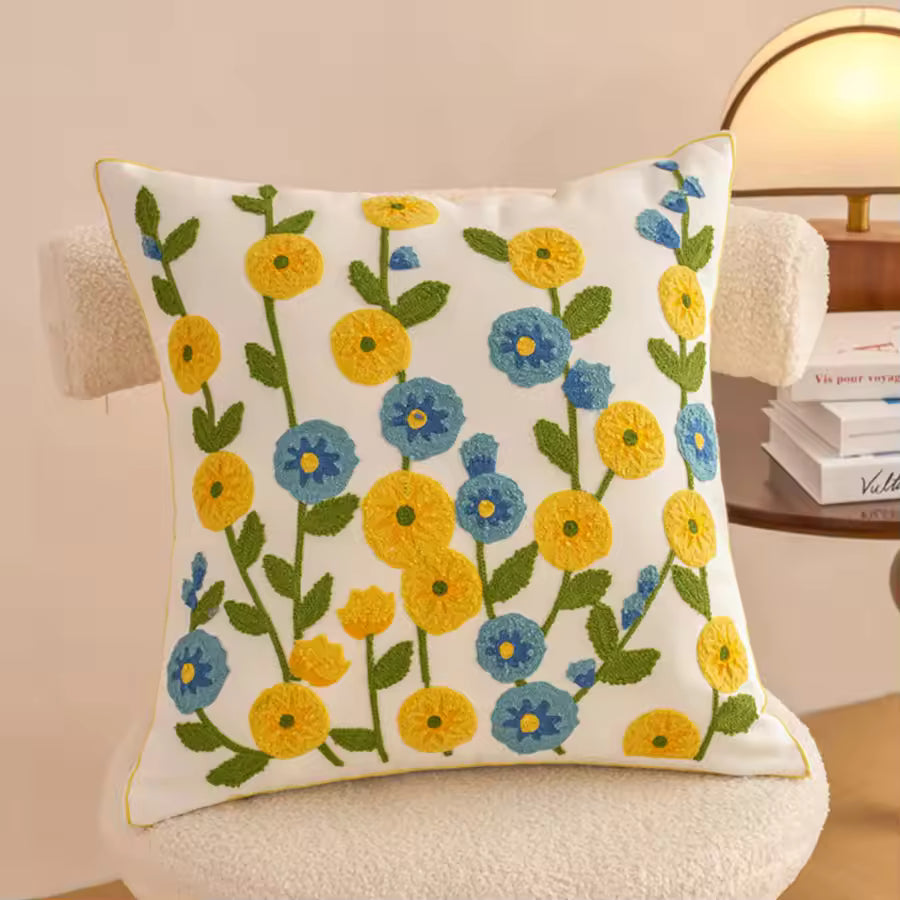 Floral Print Throw Pillow Covers 45x45cm Set of 2 Neutral Modern Farmhouse Pillowcase Accent Decorative Cushion Covers Boho Home Decor for Couch Sofa Chair Bed Living Room