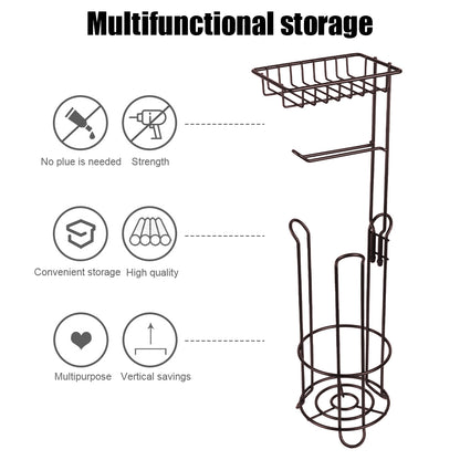 Toilet Paper Holder Upgraded Toilet Paper Stand with 4 Raised Feet Metal Free Standing Tissue Paper Roll Dispenser with Storage Shelf Sturdy Bathroom Accessories